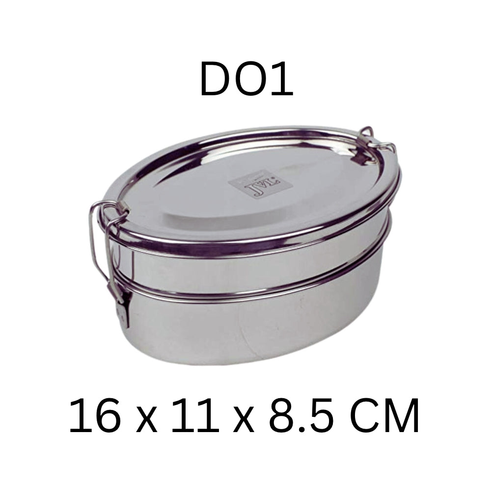 JVL Oval Stainless Steel Lunch Box with Stainless Steel Inner Plate