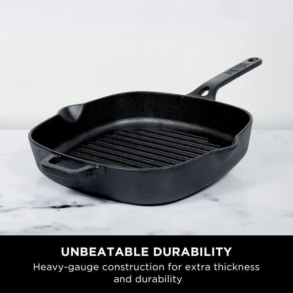 Meyer Pre-Seasoned Cast Iron Grill Pan, 25CM