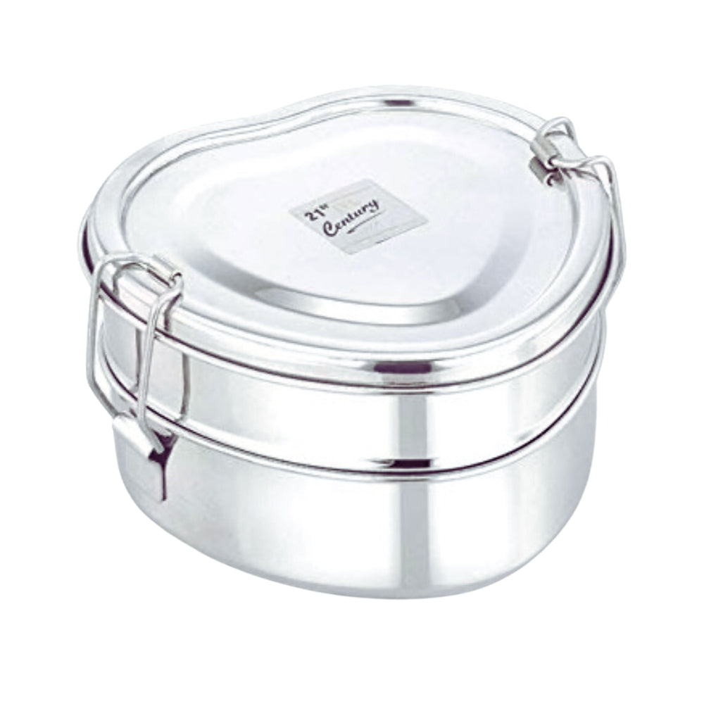 JVL Heart Stainless Steel Lunch Box with Stainless Steel Inner Plate