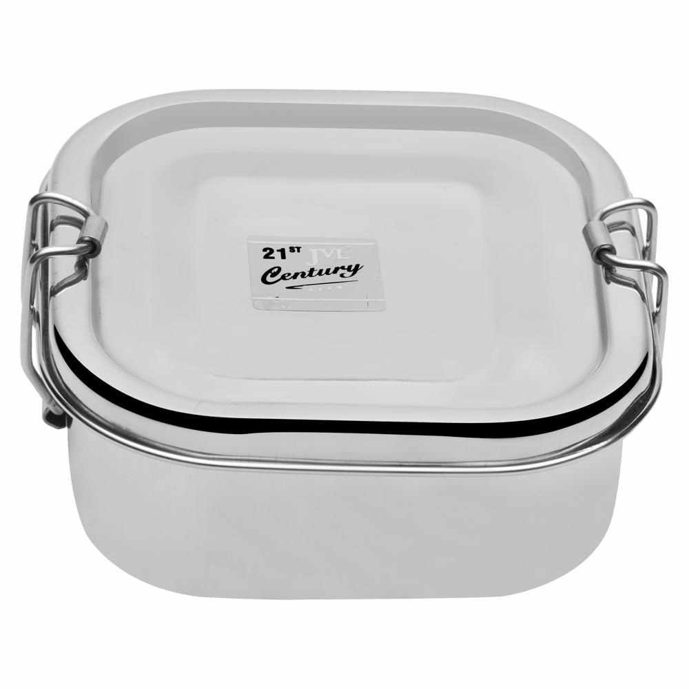 JVL Square Stainless Steel Lunch Box with Stainless Steel Inner Plate