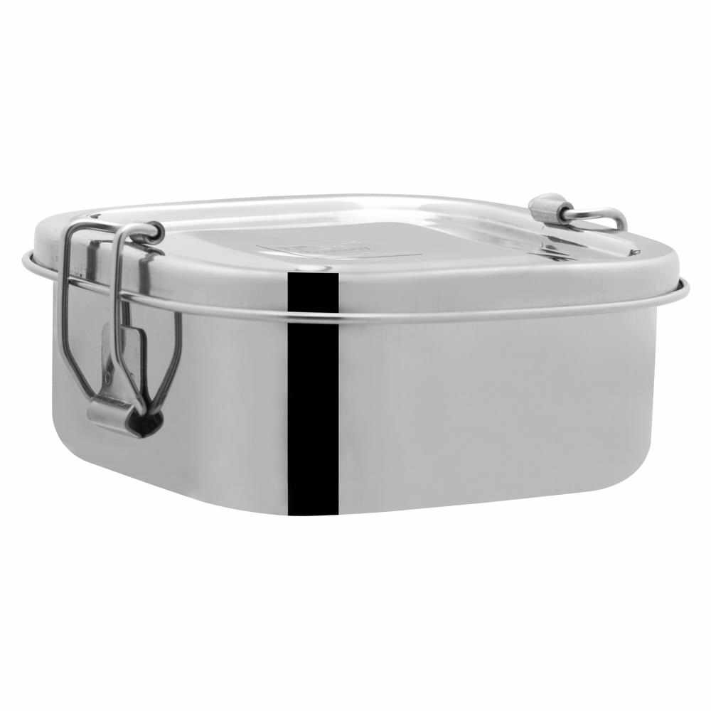JVL Square Stainless Steel Lunch Box with Stainless Steel Inner Plate