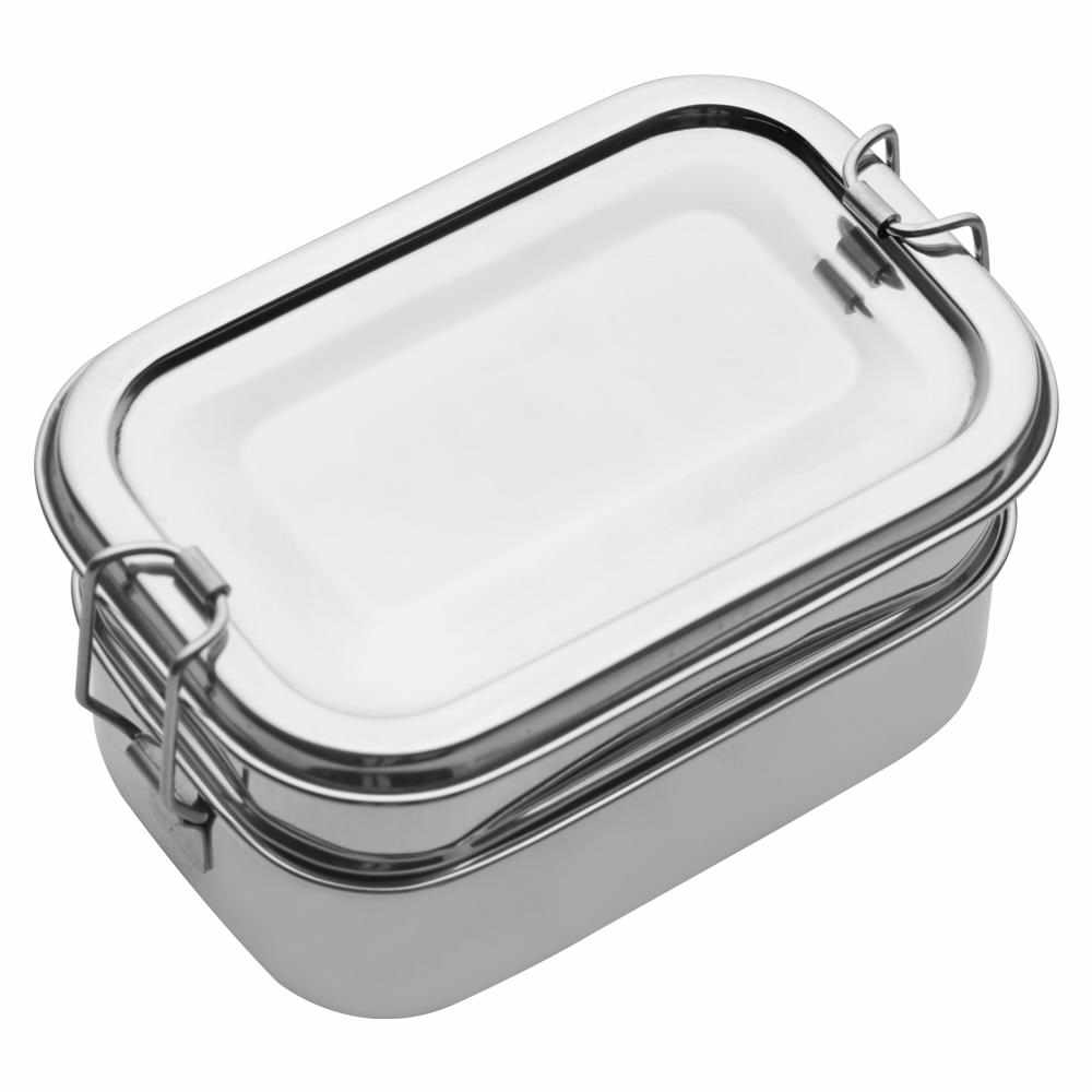 JVL Rectangle Stainless Steel Lunch Box with Stainless Steel Inner Plate