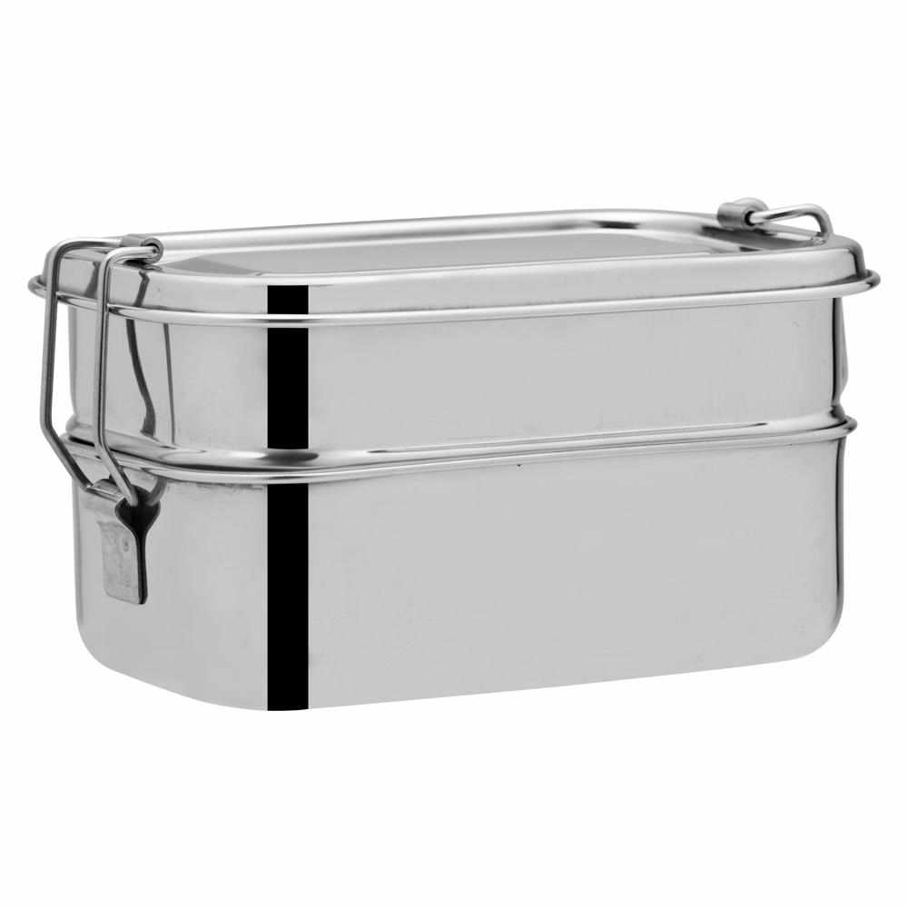 JVL Rectangle Stainless Steel Lunch Box with Stainless Steel Inner Plate