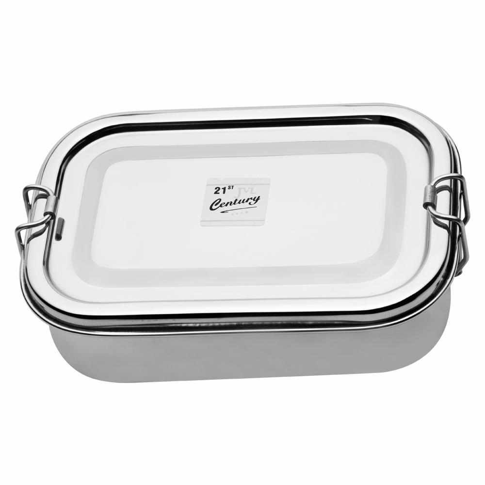 JVL Rectangle Stainless Steel Lunch Box with Stainless Steel Inner Plate