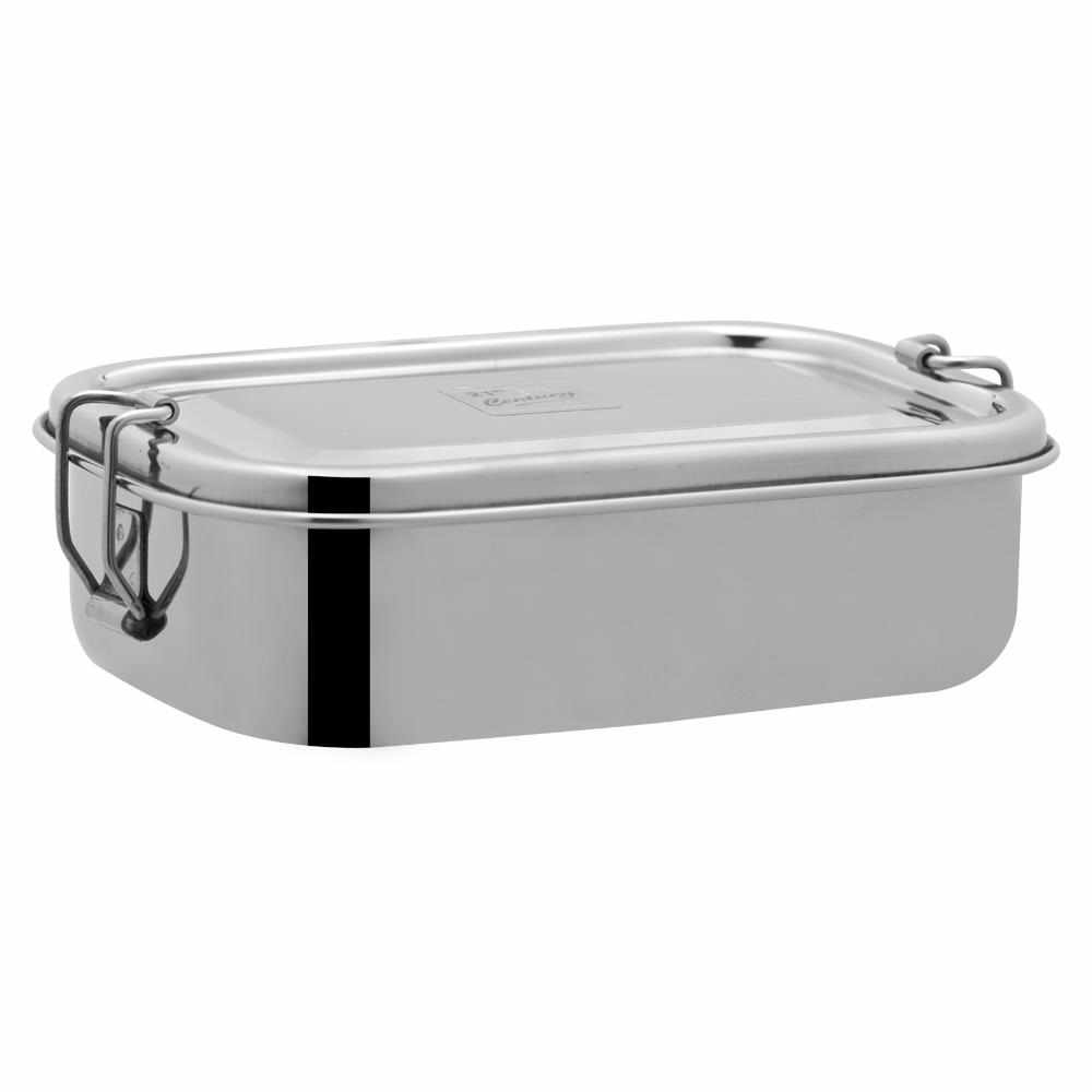 JVL Rectangle Stainless Steel Lunch Box with Stainless Steel Inner Plate