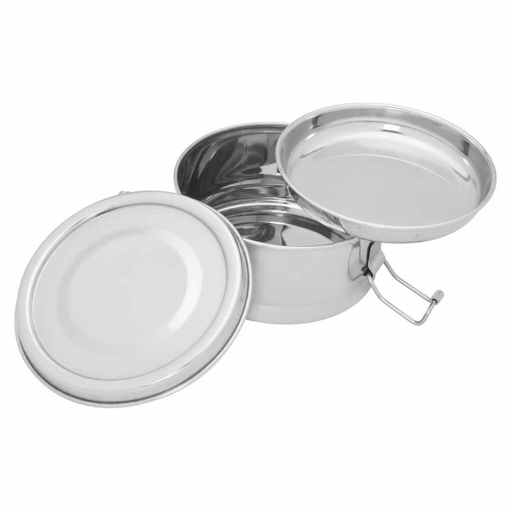 JVL Round Stainless Steel Lunch Box with Stainless Steel Inner Plate