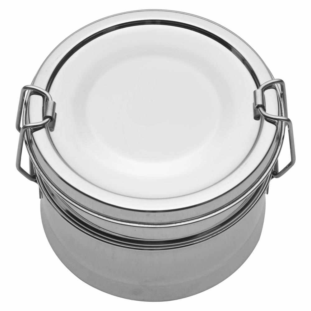 JVL Round Stainless Steel Lunch Box with Stainless Steel Inner Plate