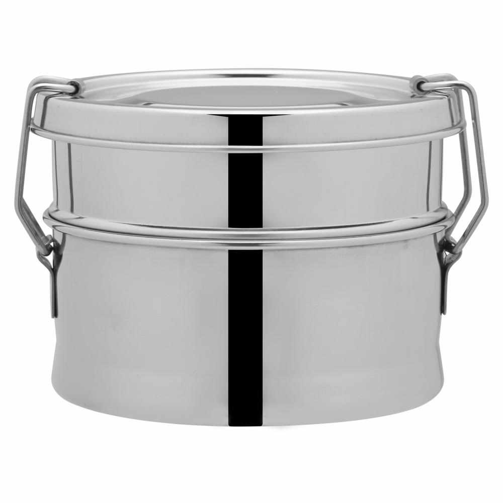 JVL Round Stainless Steel Lunch Box with Stainless Steel Inner Plate