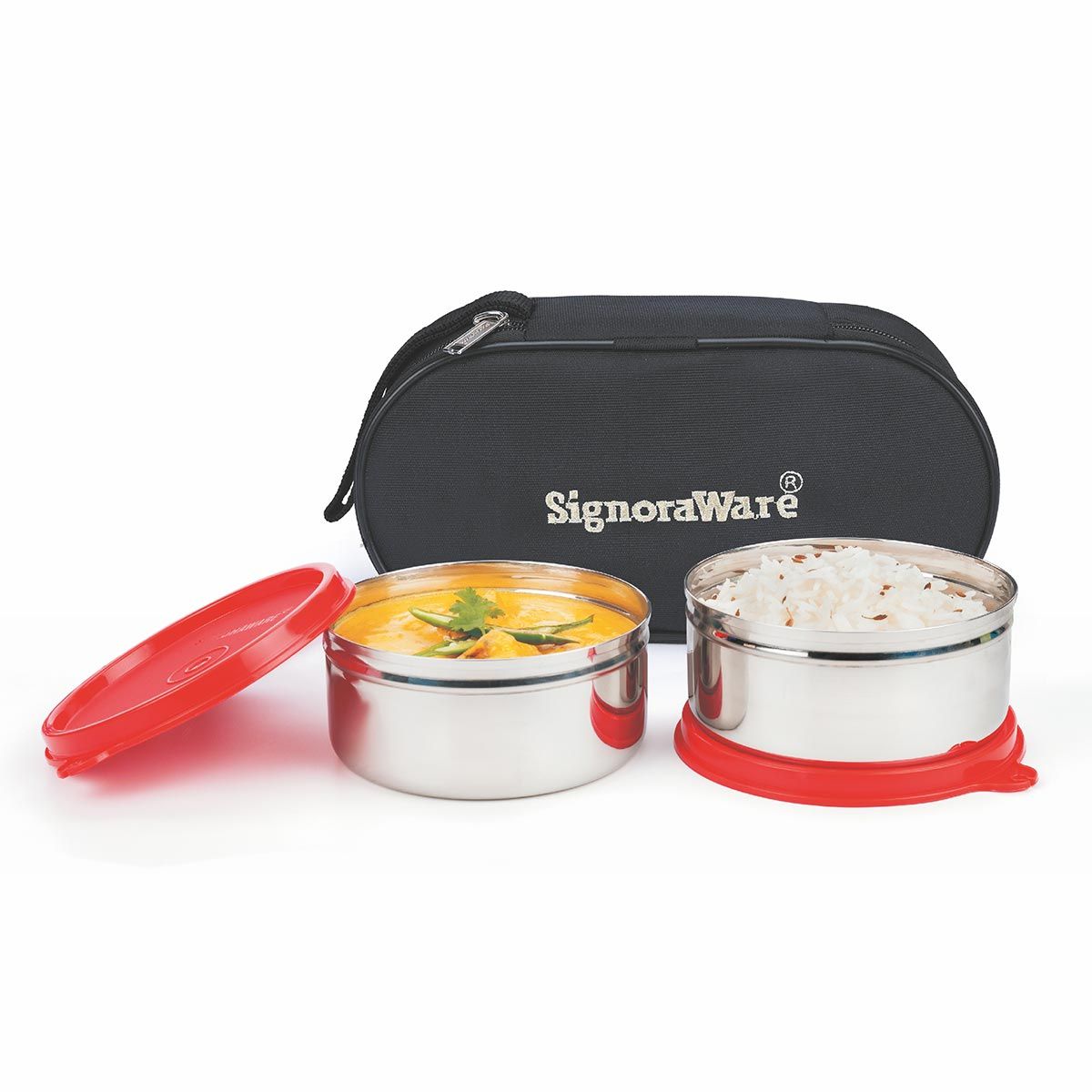Signoraware Midday Maxx Fresh Steel Stainless Steel Lunch Box with Bag