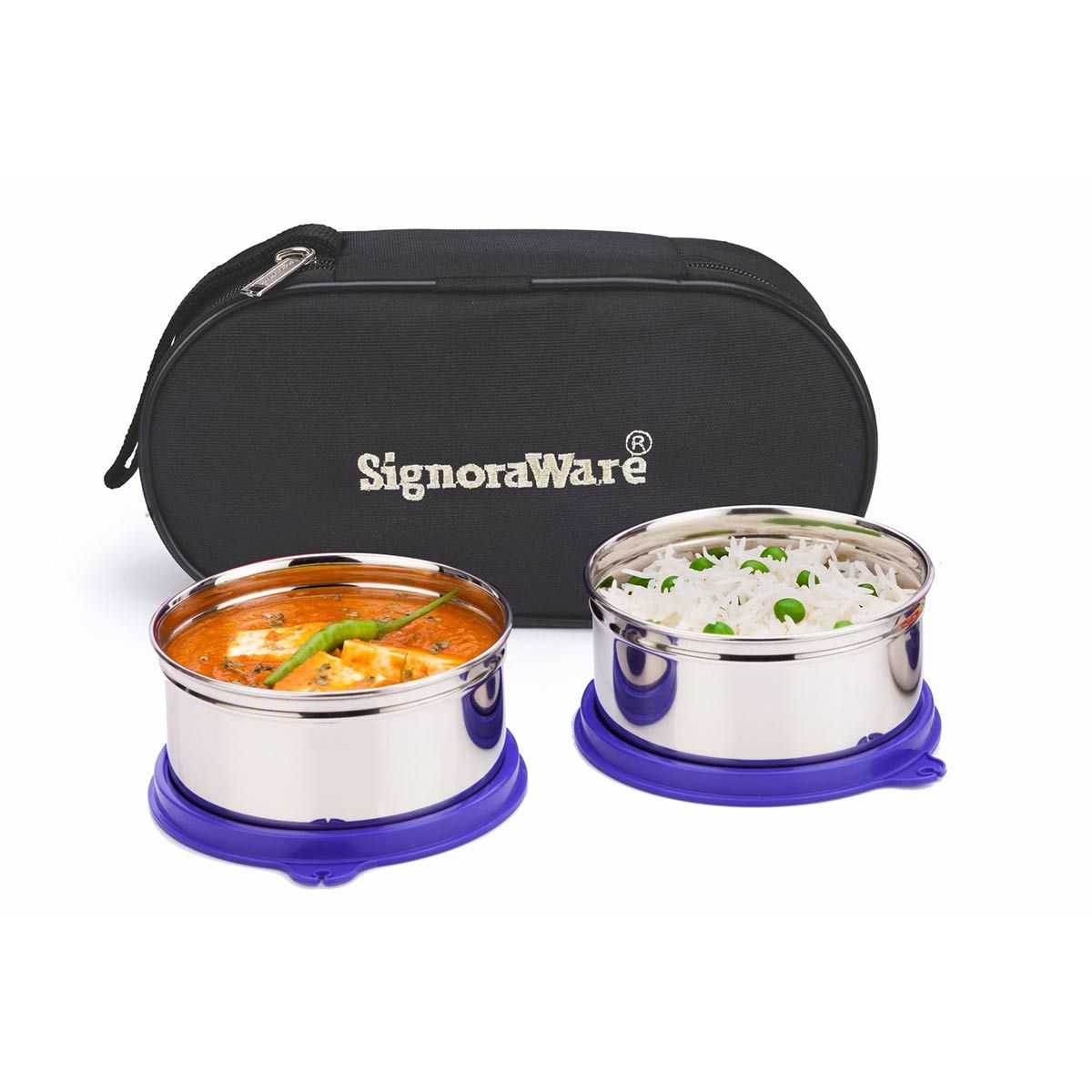 Signoraware Midday Maxx Fresh Steel Stainless Steel Lunch Box with Bag