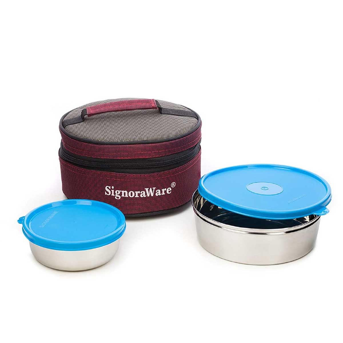 Signoraware Classic Steel Stainless Steel Lunch Box with Bag