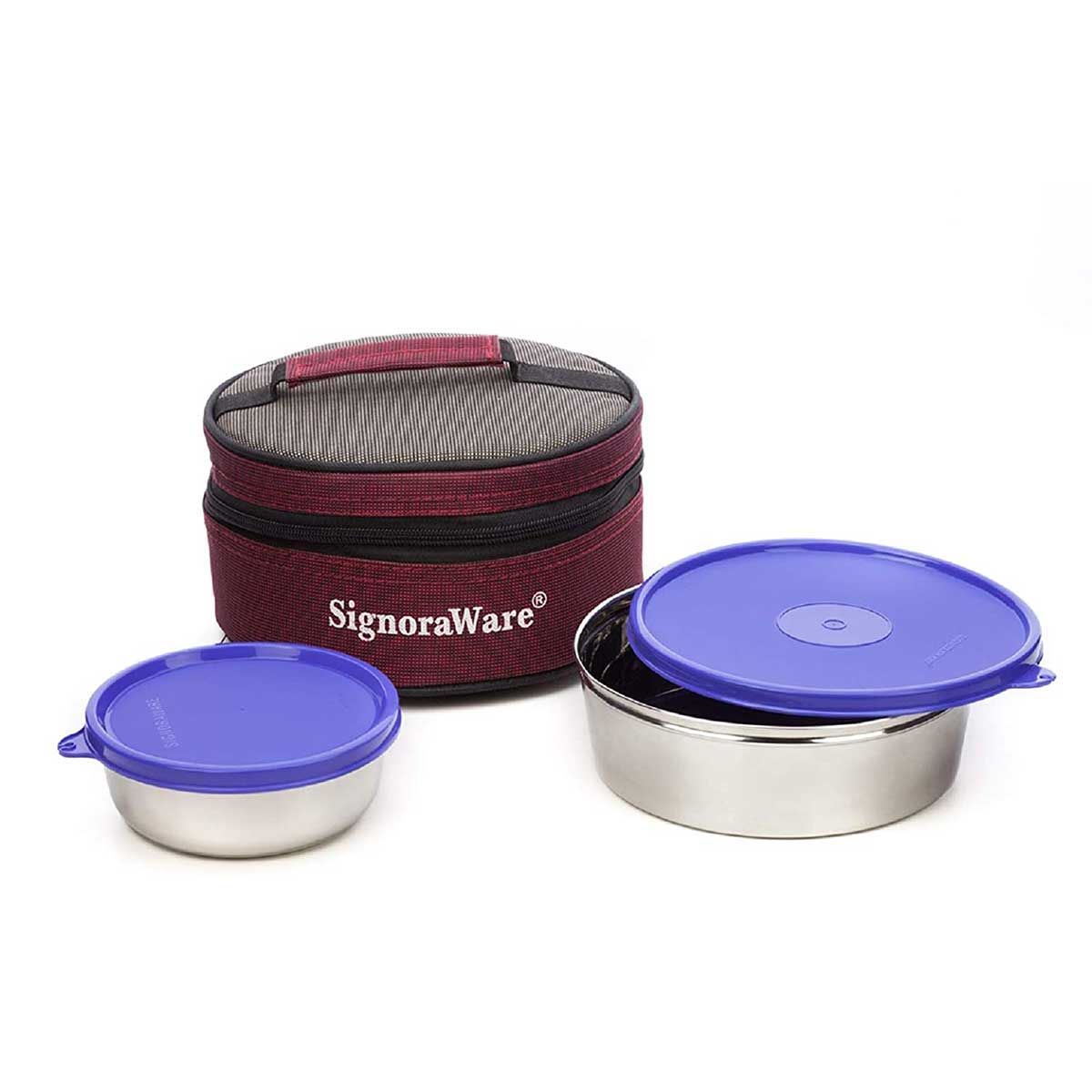 Signoraware Classic Steel Stainless Steel Lunch Box with Bag