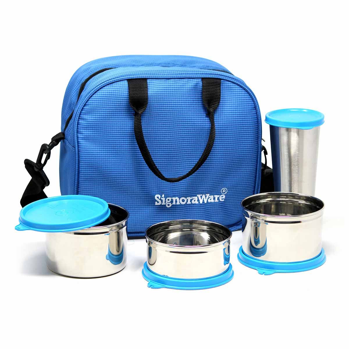 Signoraware Sling Steel Stainless Steel Lunch Box with Bag