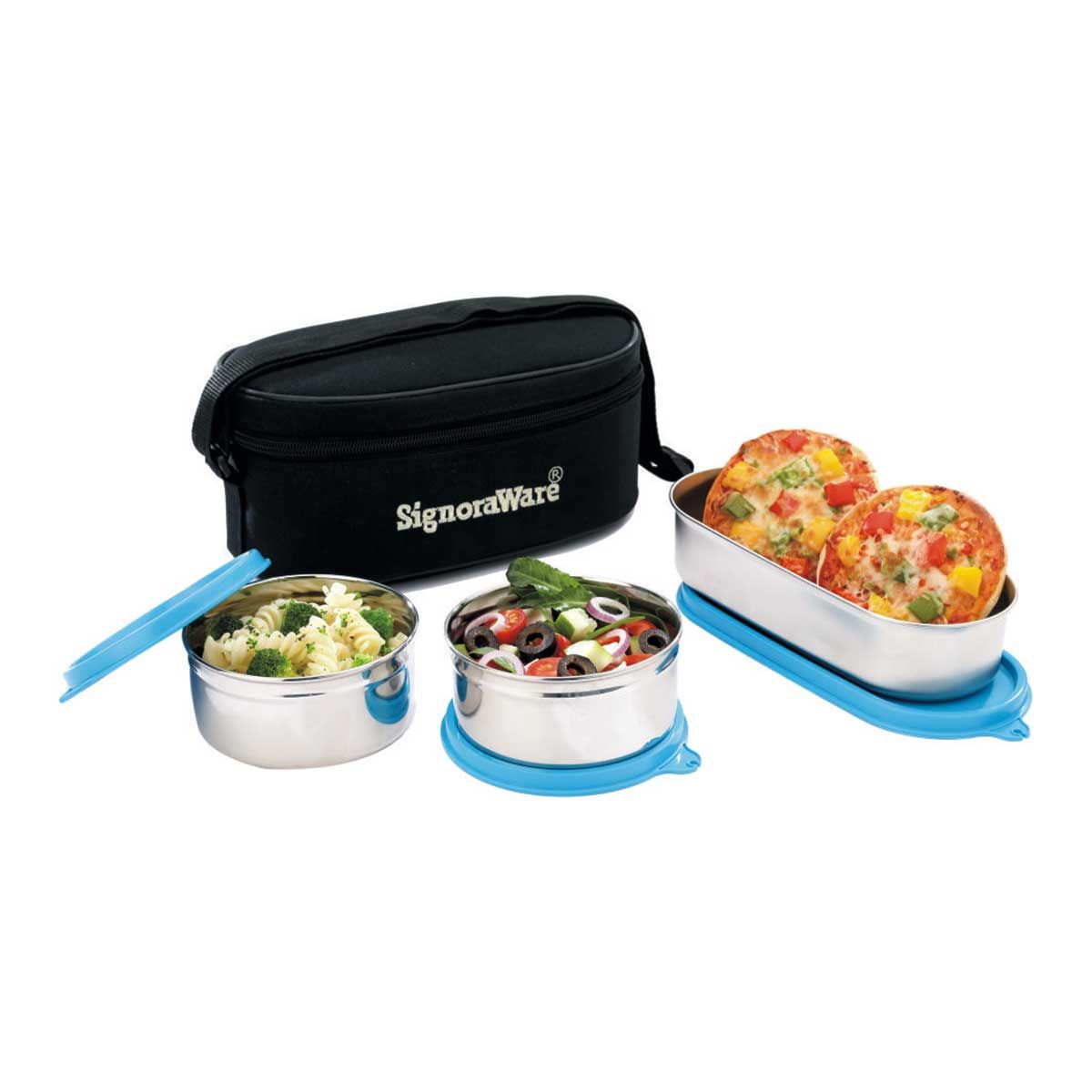 Signoraware Double Decker Special Steel Stainless Steel Lunch Box with Bag