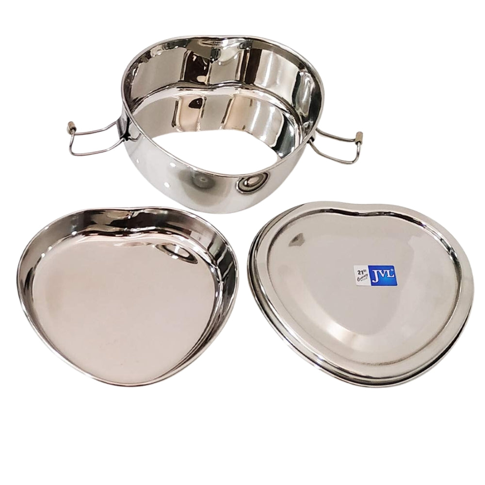 JVL Heart Stainless Steel Lunch Box with Stainless Steel Inner Plate