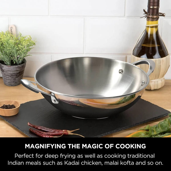 Meyer Select Stainless Steel Kadai with Glass Lid