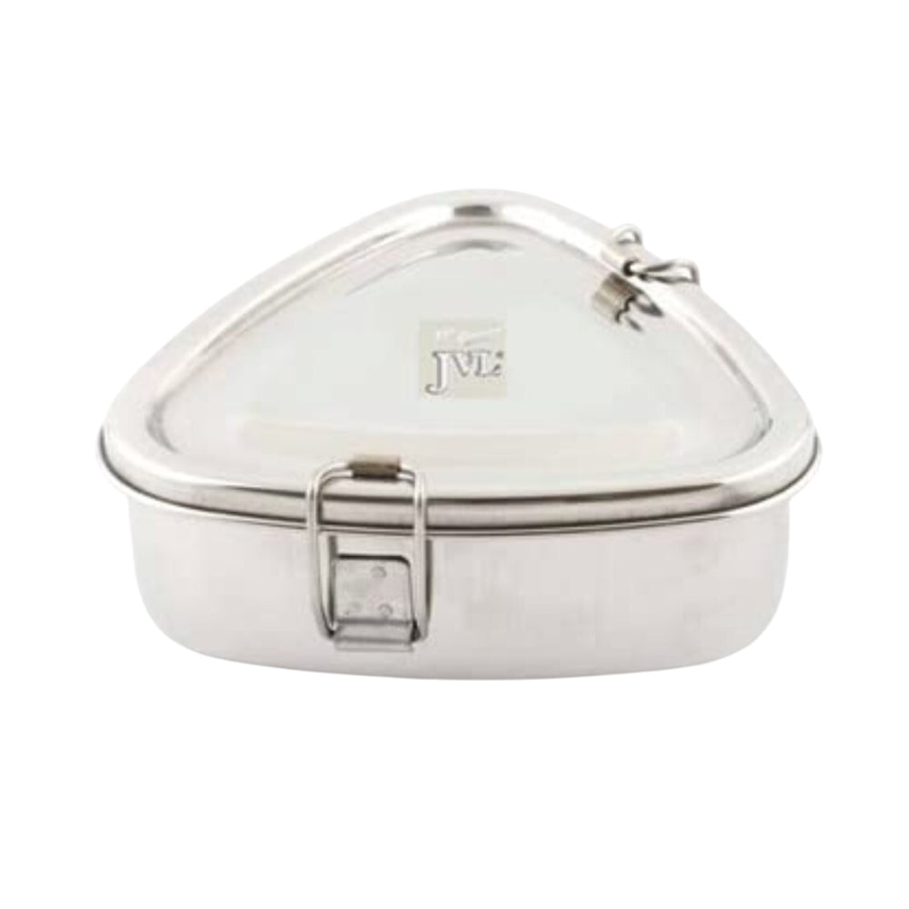 JVL Triangle Stainless Steel Lunch Box with Stainless Steel Inner Plate