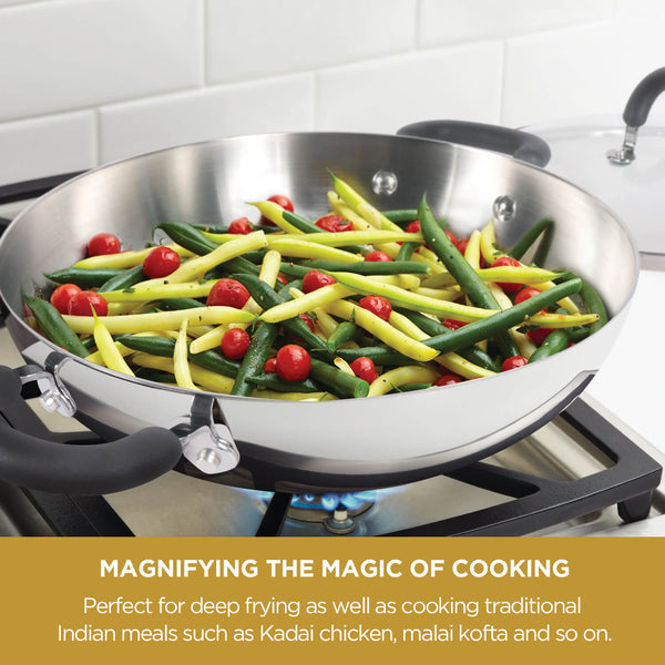 Meyer Trivantage Triply Stainless Steel Kadai with Glass Lid