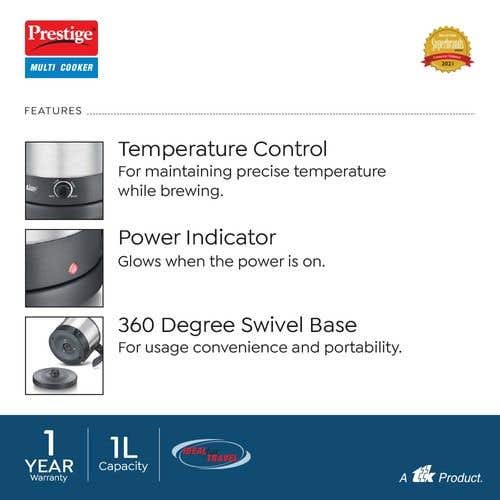 Prestige PMC 1.0 Plus Electric Multi Cooker Kettle, 1 Litre