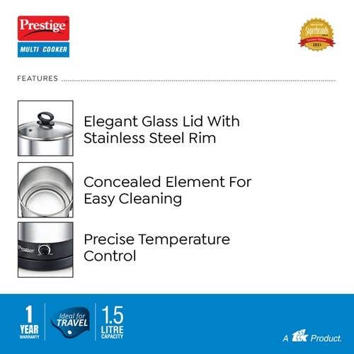 Prestige PMC 3.0 Plus Electric Multi Cooker Kettle, 1.5 Litres
