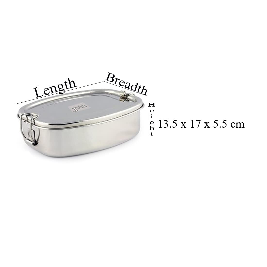 JVL Rectangle Stainless Steel Lunch Box with Stainless Steel Inner Plate