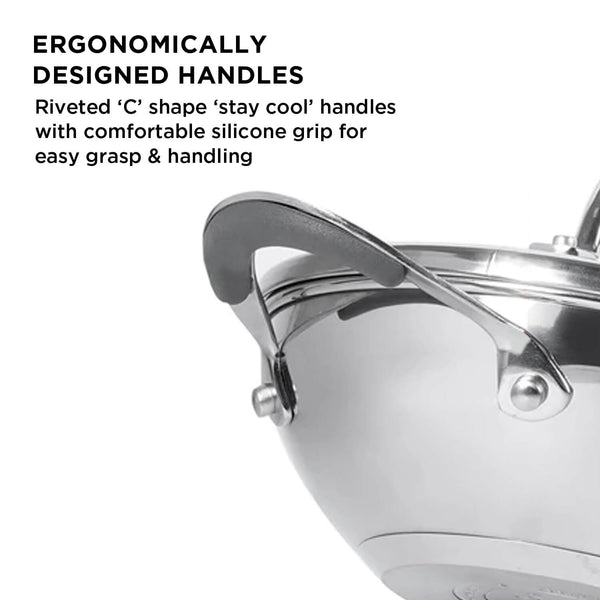 Meyer Select Stainless Steel Kadai with Glass Lid