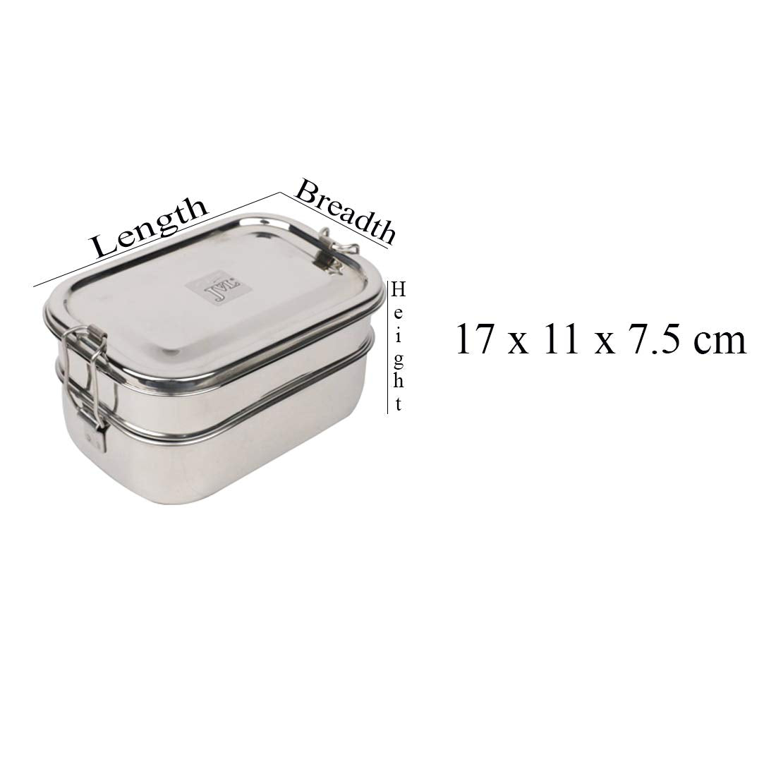 JVL Rectangle Stainless Steel Lunch Box with Stainless Steel Inner Plate