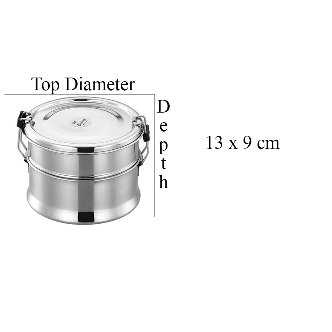 JVL Round Stainless Steel Lunch Box with Stainless Steel Inner Plate