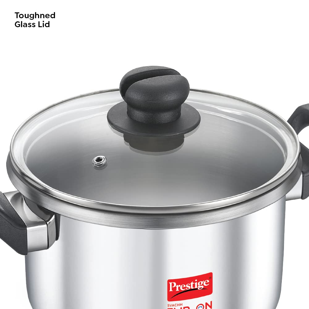 Prestige Svachh Flip-On Stainless Steel Base Inner Lid Pressure Pressure Cooker, 5 Litres