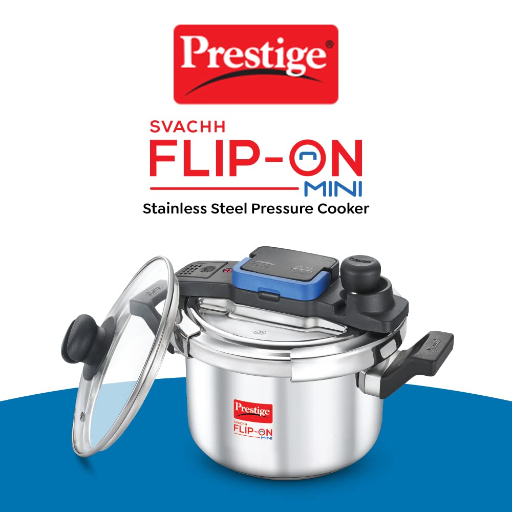 Prestige Svachh Flip-On Mini Stainless Steel Induction Base Inner Lid Pressure Cooker, 3 Litres