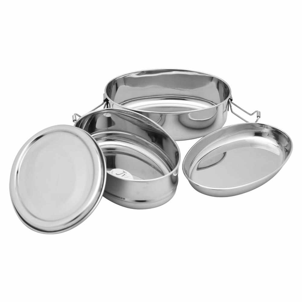 JVL Oval Stainless Steel Lunch Box with Stainless Steel Inner Plate