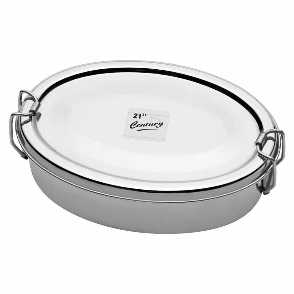 JVL Oval Stainless Steel Lunch Box with Stainless Steel Inner Plate