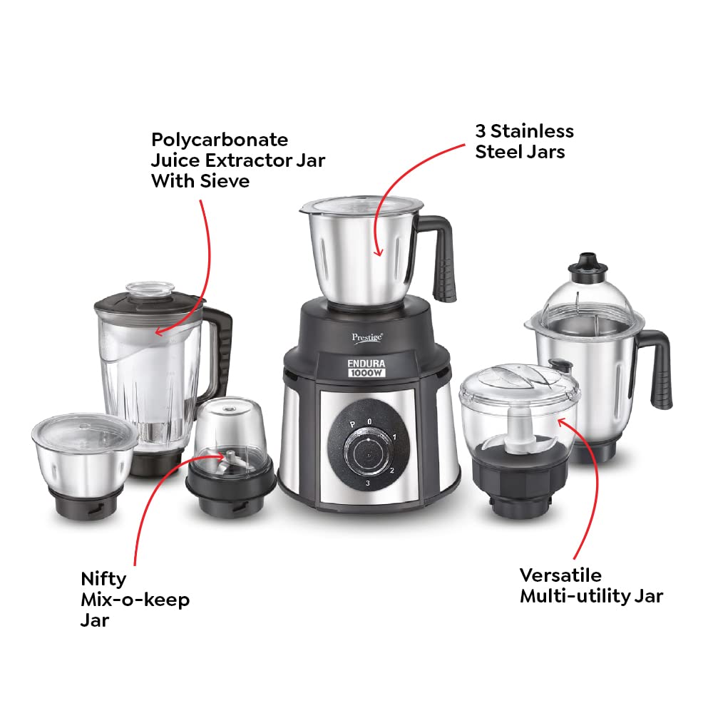 Prestige Endura Mixer Grinder, 1000W, 6 Jars