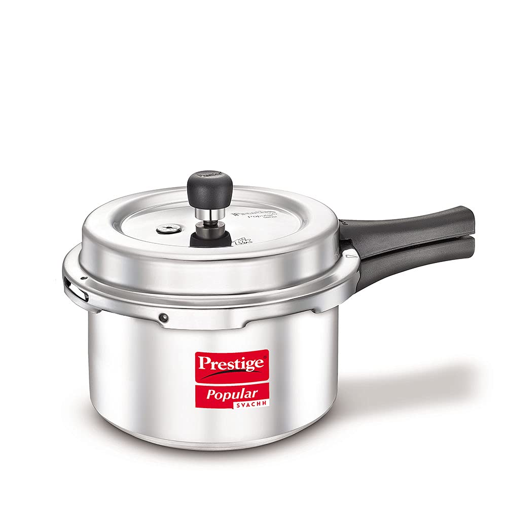 Prestige Popular Svachh Aluminium Non-Induction Base Outer Lid Pressure Cooker, 3 Litres
