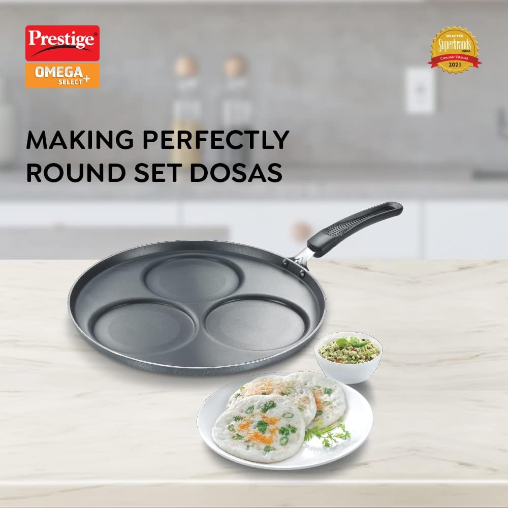Prestige Omega Select Plus Aluminium Non-Induction Base Non-Stick Dosa Tawa, 310MM