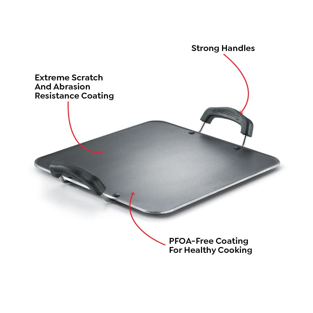 Prestige Omega Select Plus Aluminium Non-Induction Base Non-Stick Square Tawa, 305MM