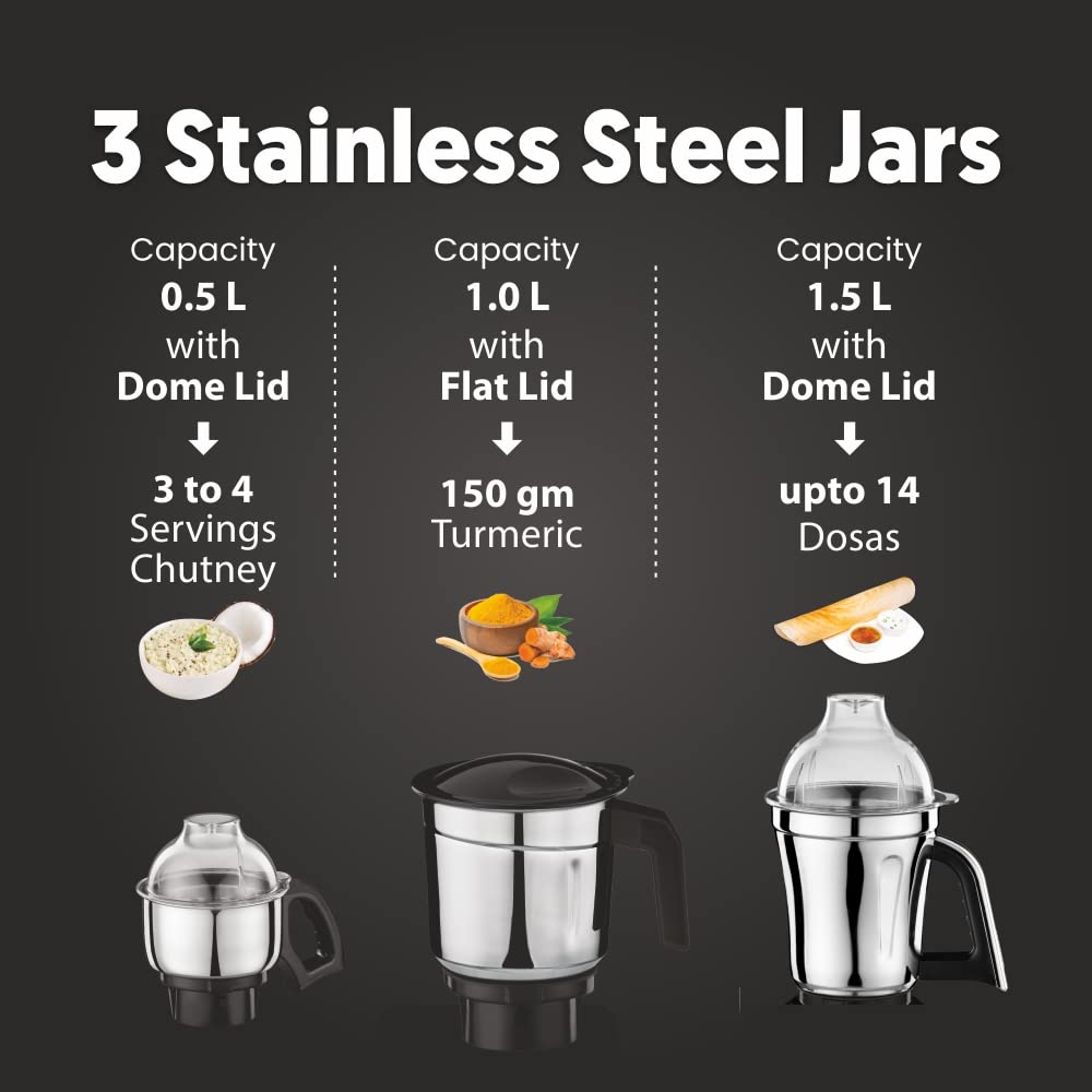 Preethi Taurus Pro MG-256 Mixer Grinder, 1000W, 3 Jar