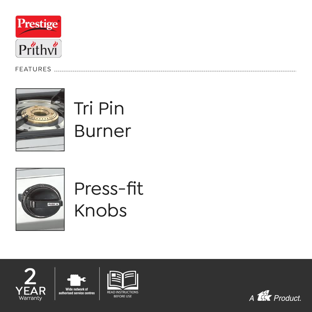 Prestige Prithvi Stainless Steel Gas Stove, 1 Burner