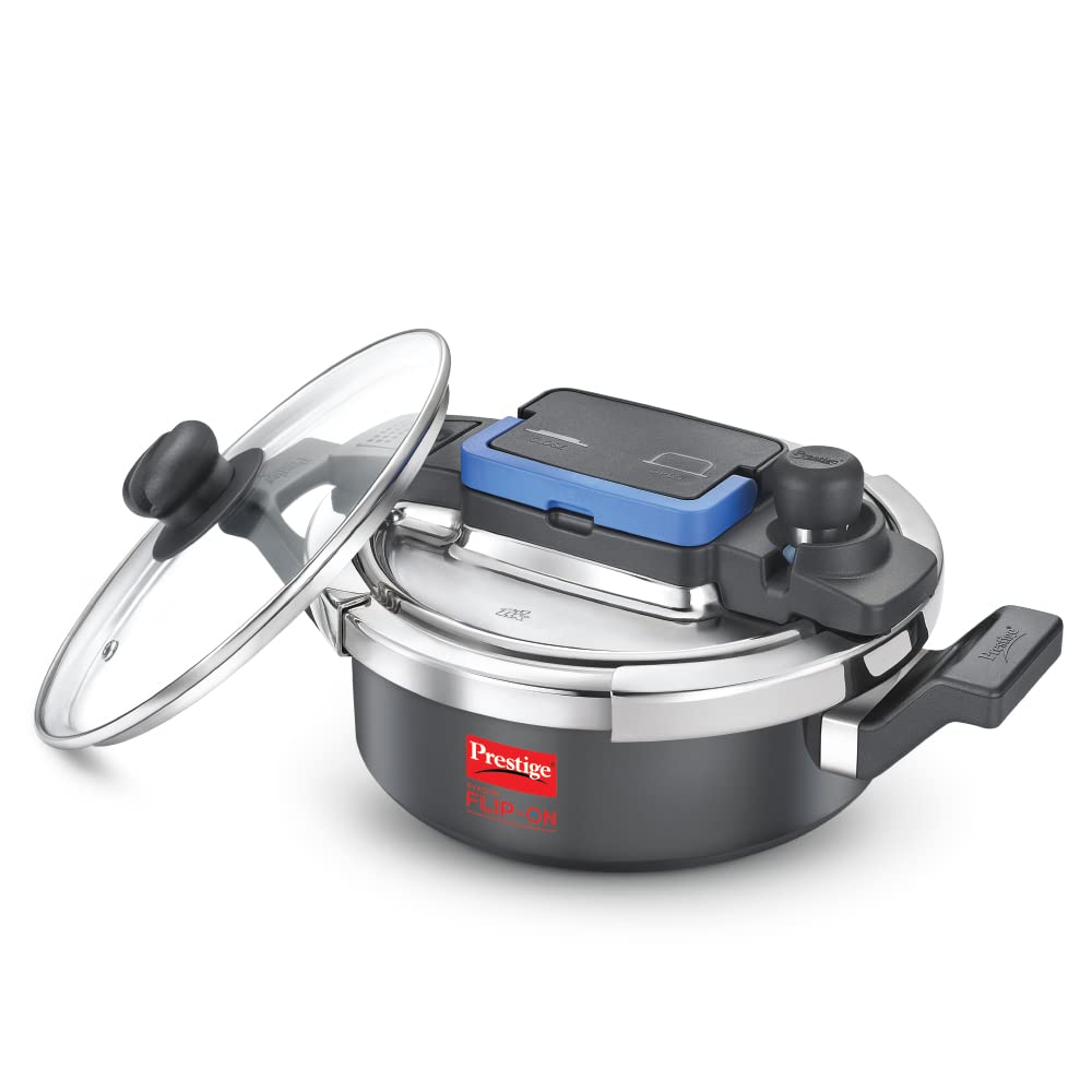 Prestige Svachh Flip-On Hard Anodised Aluminium Induction Base Inner Lid Pressure Cooker, 3 Litres