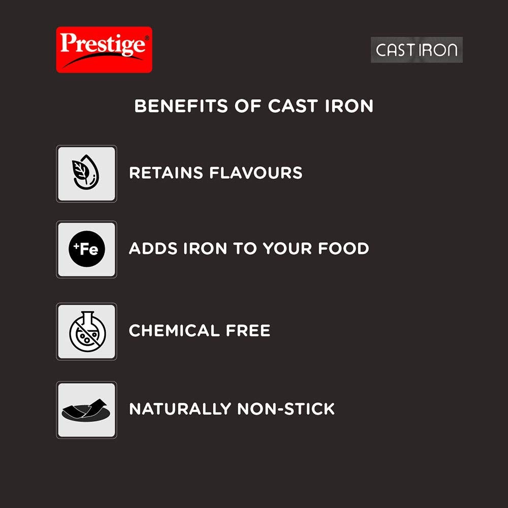 Prestige Cast Iron Concave Tawa, 250MM