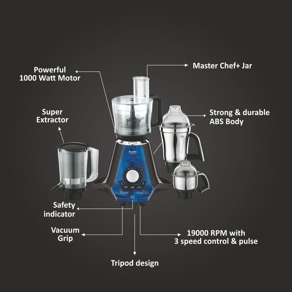 Preethi Zodiac 2.0 MG-255 Mixer Grinder, 1000W, 4 Jar