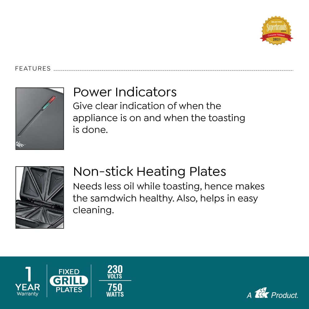 Prestige PSDP 01 Sandwich Maker with Deep Fixed Sandwich Plates, 750W