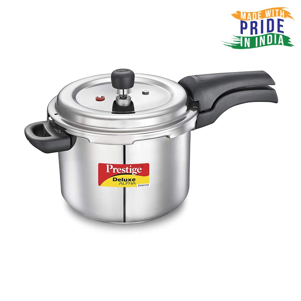 Prestige Deluxe Alpha Svachh Stainless Steel Induction Base Outer Lid Pressure Cooker, 4 Litres