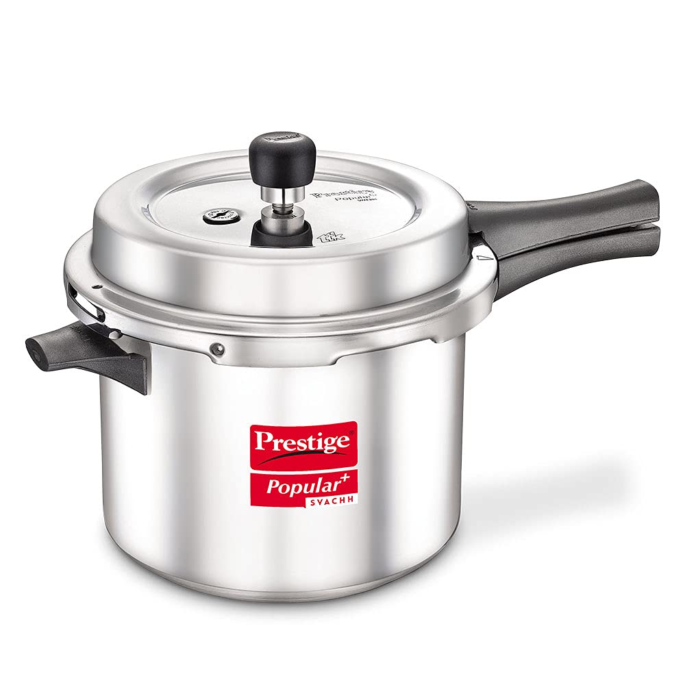 Prestige Popular Plus Svachh Aluminium Induction Base Outer Lid Pressure Cooker, 5 Litres