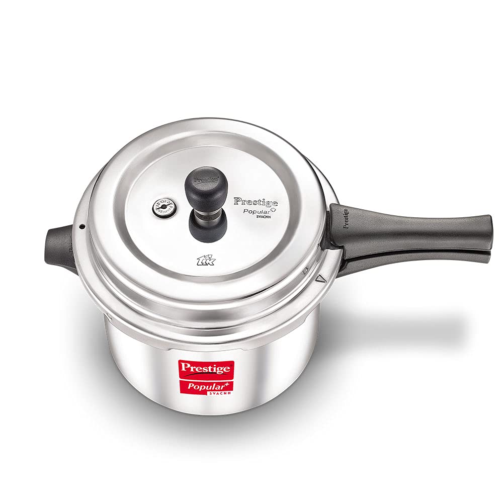 Prestige Popular Plus Svachh Aluminium Induction Base Outer Lid Pressure Cooker, 5 Litres