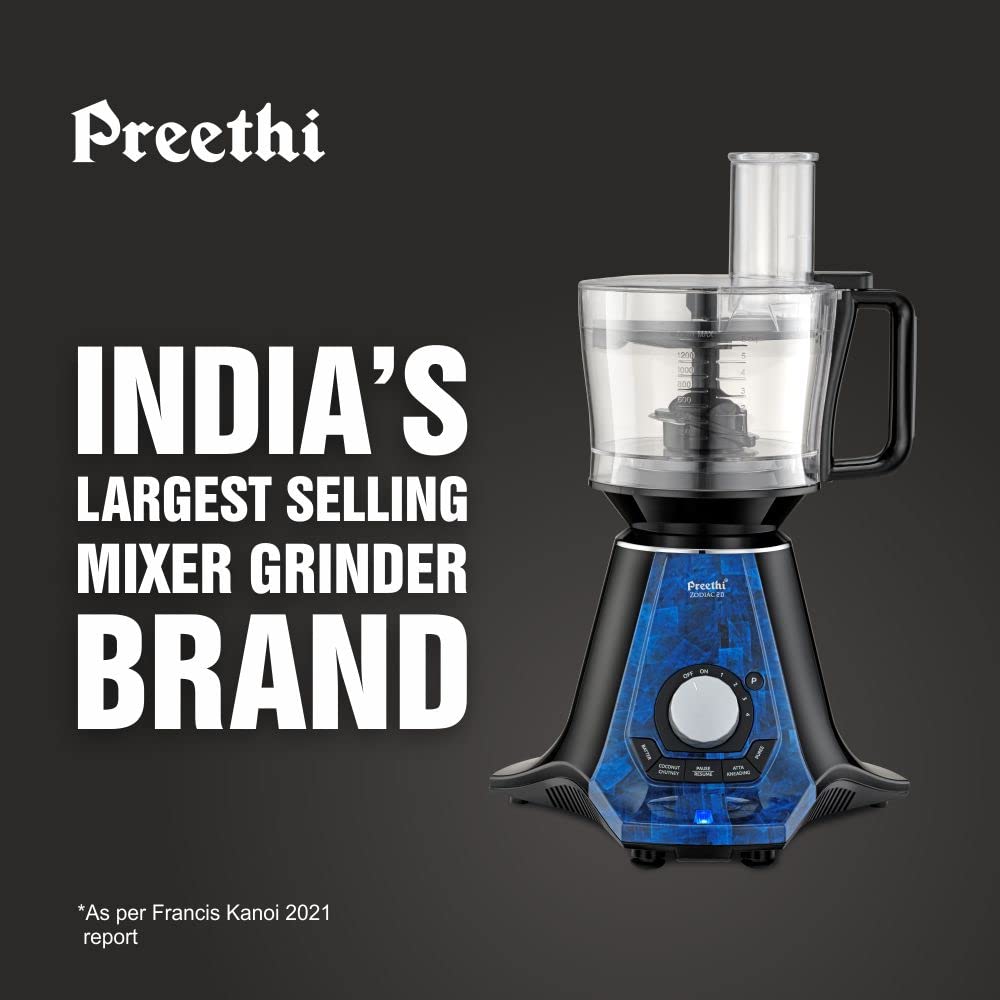 Preethi Zodiac 2.0 MG-255 Mixer Grinder, 1000W, 4 Jar