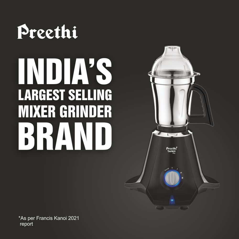 Preethi Taurus Pro MG-256 Mixer Grinder, 1000W, 3 Jar