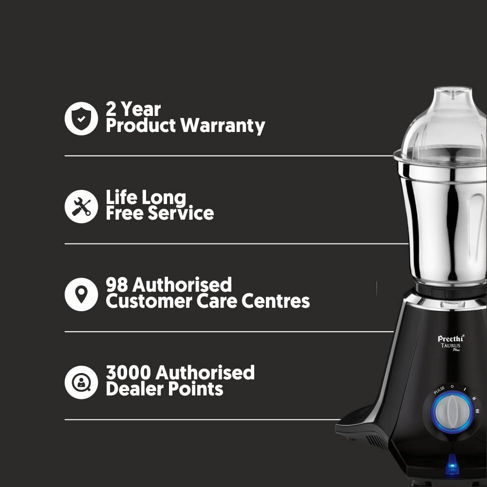 Preethi Taurus Plus MG-257 Mixer Grinder, 1000W, 4 Jar