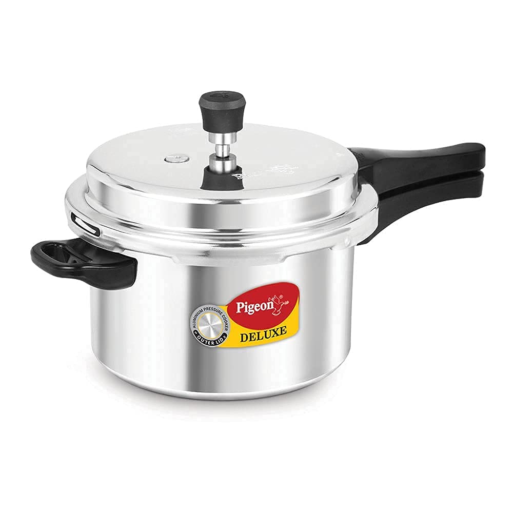 Pigeon Deluxe Aluminium Non-Induction Base Outer Lid Pressure Cooker, 3 Litres