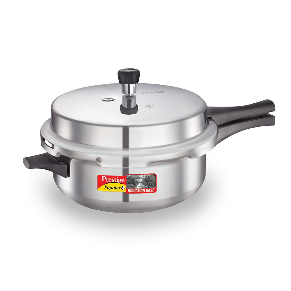Prestige Popular Plus Virgin Aluminium Induction Base Outer Lid Pressure Cooker Junior Deep Pan, 6 Litres